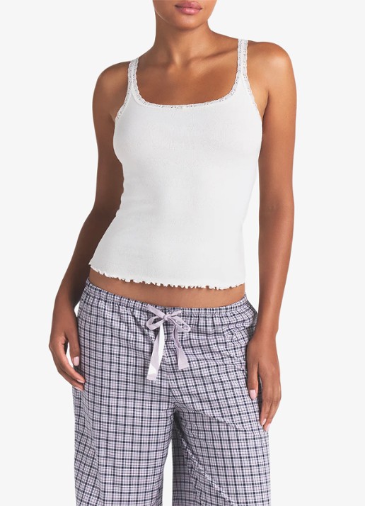 SKIMS Skims Pointelle tanktop met kant - detail 3 ivoor