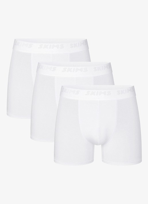 SKIMS Skims Stretch 3" boxershorts met logoband in 3-pack - voorkant 4 chalk