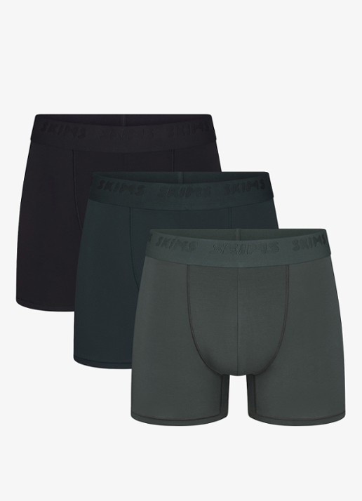 SKIMS Skims Stretch 3" boxershorts met logoband in 3-pack - voorkant 4 groen