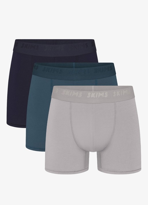 SKIMS Skims Stretch 3" boxershorts met logoband in 3-pack - voorkant 2 indigo
