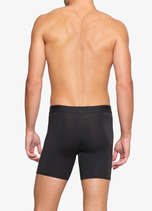 SKIMS Skims Stretch 5" boxershorts met logoband in 3-pack - achterkant 8 obsidian
