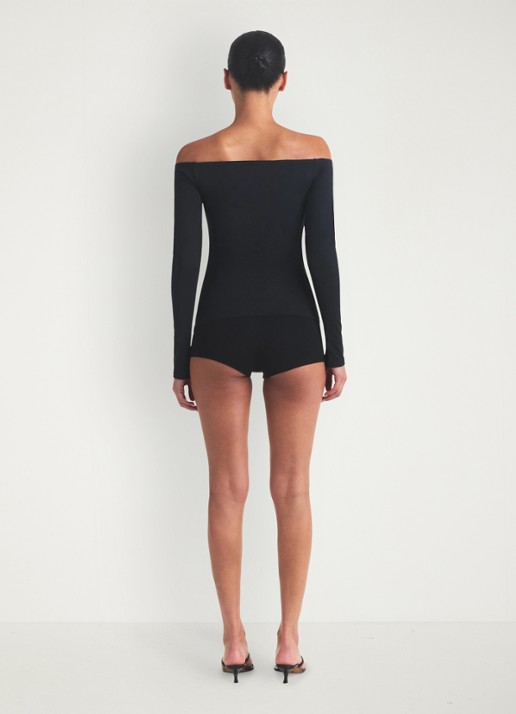 SKIMS Smooth Layers off shoulder top - achterkant 3 zwart