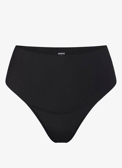 SKIMS Smoothing intimates high waisted tanga - voorkant 3 zwart