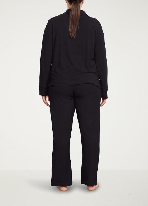 SKIMS Soft Lounge pyjamaset met borstzak en ribstructuur - achterkant 2 zwart