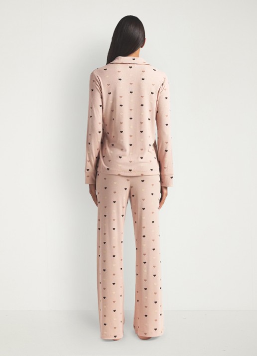 SKIMS Soft Lounge pyjamaset met print - achterkant 3 mica mini heart halfdrop