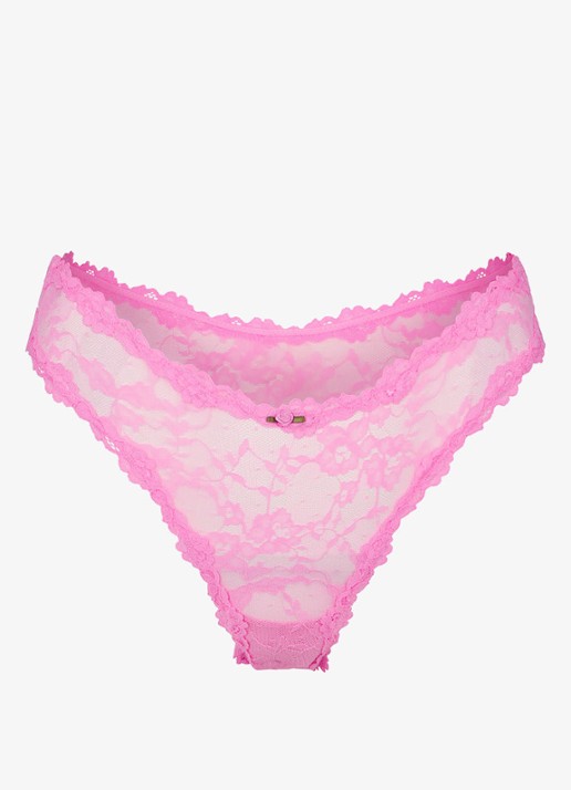 SKIMS Stretch Lace string van kant - voorkant sugar pink