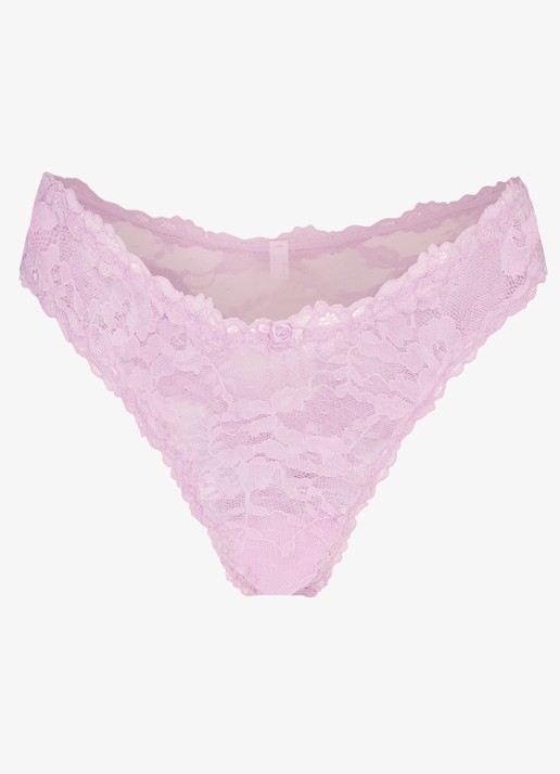 SKIMS Stretch Lace string van kant - voorkant baby pink