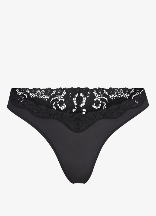 SKIMS Tanga met kant - voorkant 3 zwart