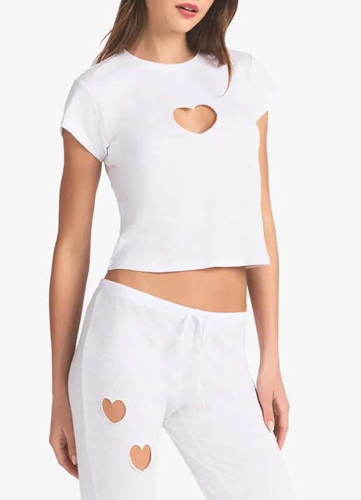 SKIMS Worn In Jersey cropped T-Shirt met cut-out detail