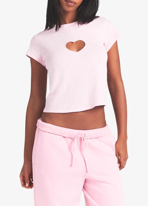 SKIMS Worn In Jersey cropped T-Shirt met cut-out detail - detail 3 baby pink