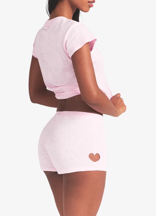 SKIMS Worn In Jersey Micro Heart shorty met cut-out detail - achterkant baby pink