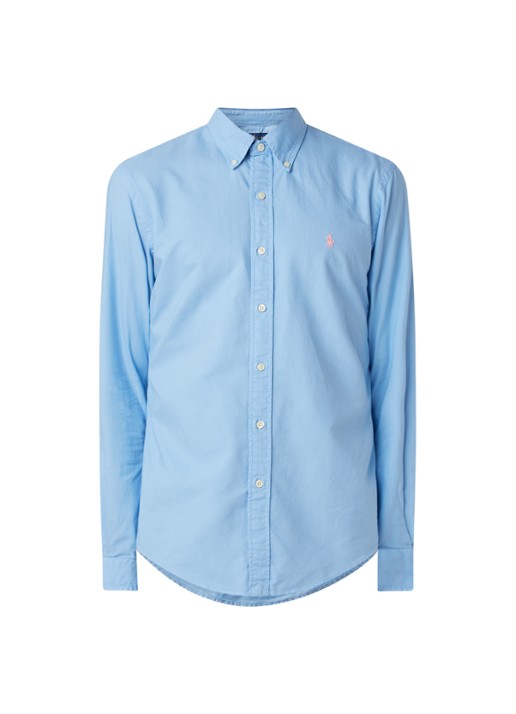 Slim fit button down-overhemd - voorkant blue