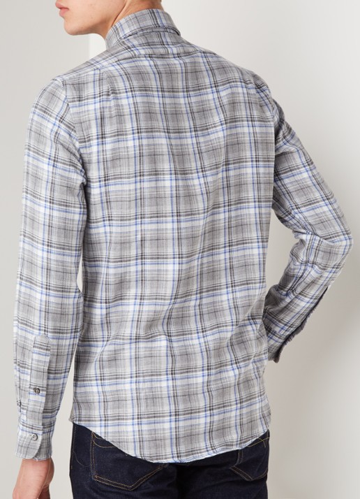 Slim fit overhemd met ruitdessin - achterkant 2 lichtgrijs