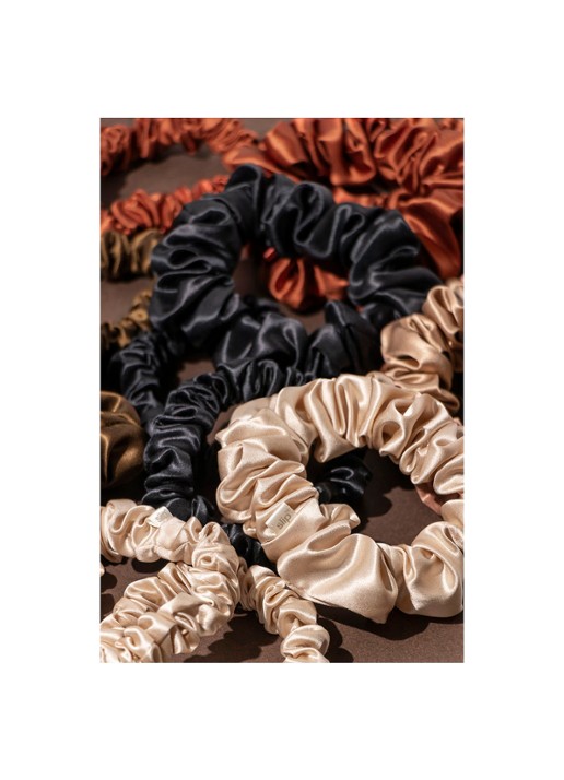 slip Back To Basics Pure Silk Scrunchies Set - haarelastiek van zijde set van 3 - detail 4 black