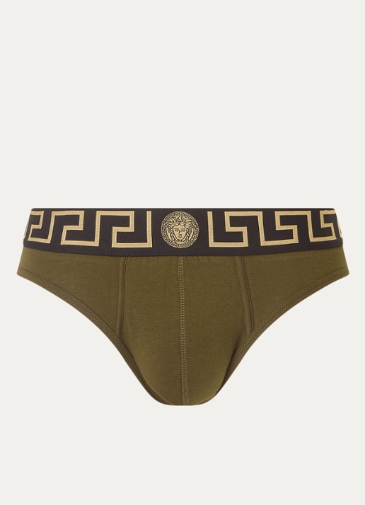 Slip met logoband - voorkant olijfgroen