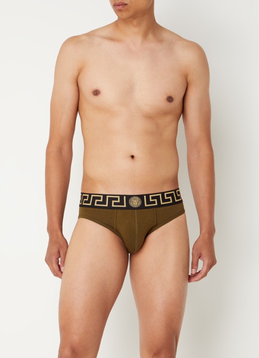 Slip met logoband - voorkant 2 olijfgroen