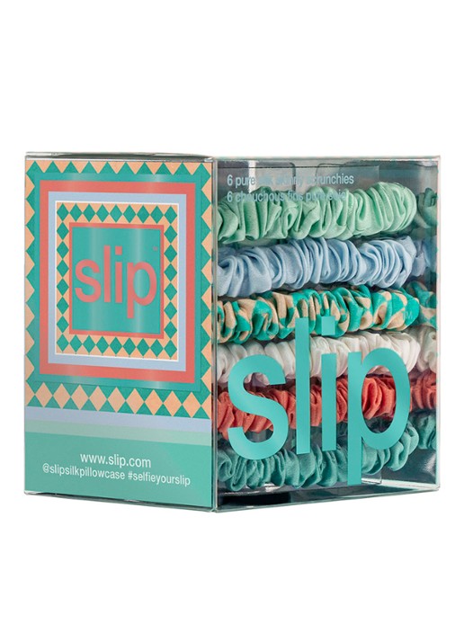slip Pure Silk Skinny Scrunchies -  haarelastiek van zijde set van 6 - detail 4 seabreeze