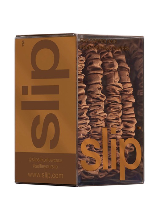 slip Pure Silk Skinny Scrunchies - zijden haarelastiek - detail 6 copper
