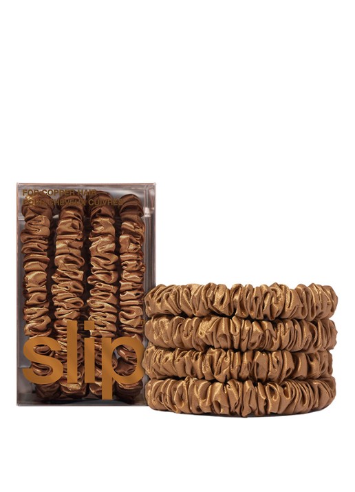 slip Pure Silk Skinny Scrunchies - zijden haarelastiek - voorkant 2 copper