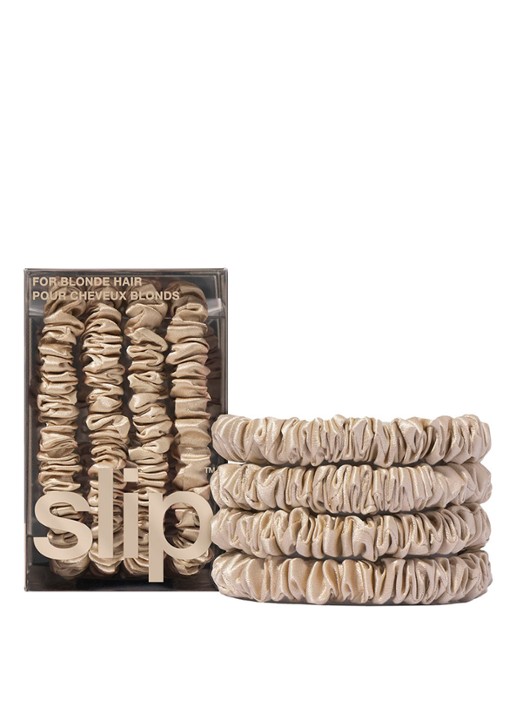 slip Pure Silk Skinny Scrunchies - zijden haarelastiek - voorkant 2 blonde
