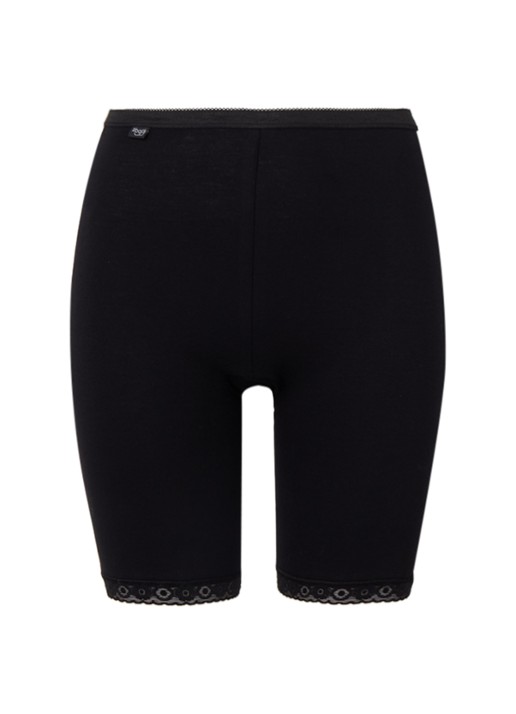 Sloggi Basic+ long halflange shorts met kant - voorkant zwart