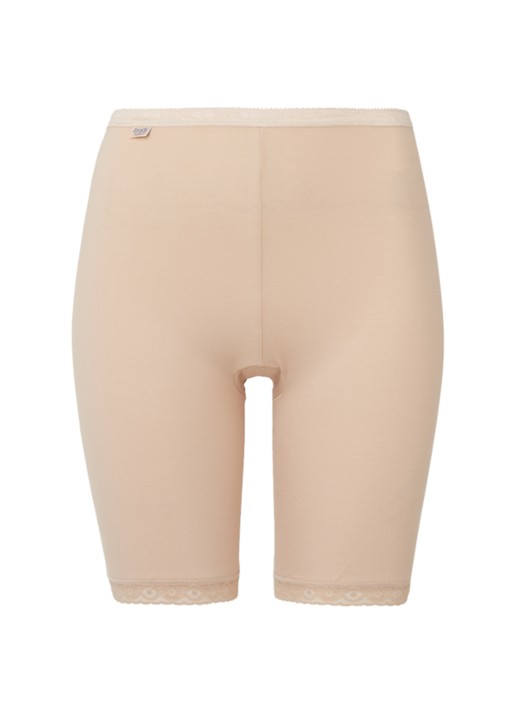 Sloggi Basic+ long halflange shorts met kant - voorkant beige