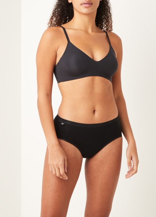 Sloggi Basic+ midi high waisted slip in 4-pack - voorkant 3 zwart
