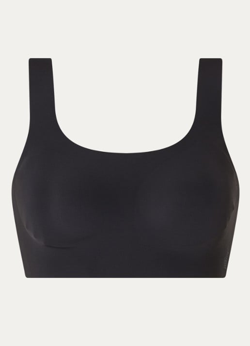 Sloggi Zero Feel 2.0 naadloze crop top met uitneembare vulling - voorkant 3 zwart
