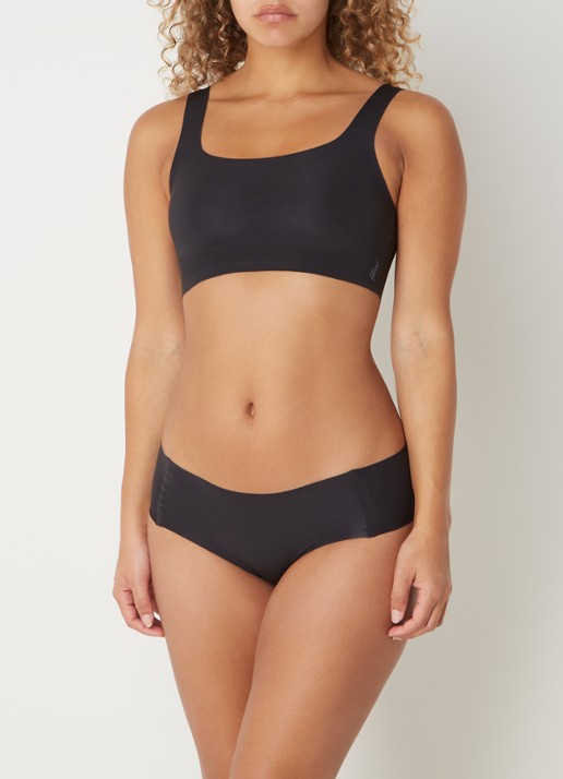 Sloggi Zero Feel 2.0 naadloze crop top met uitneembare vulling - voorkant 4 zwart