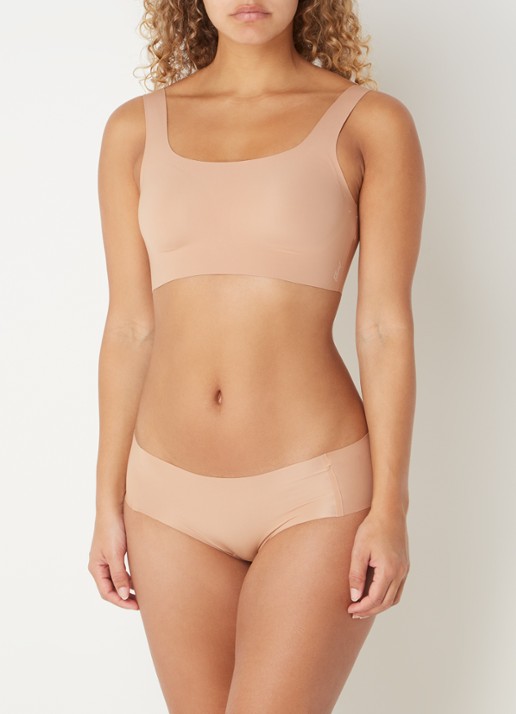 Sloggi Zero Feel 2.0 naadloze crop top met uitneembare vulling - voorkant 3 lichtbruin