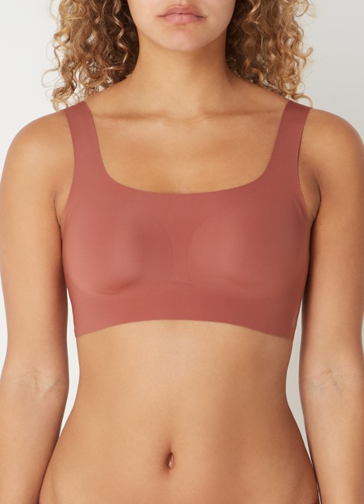 Sloggi Zero Feel 2.0 naadloze crop top met uitneembare vulling - detail 2 roodbruin