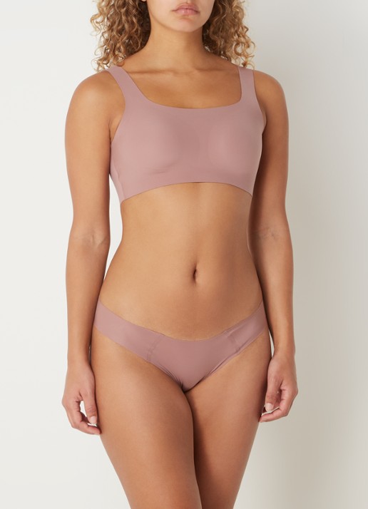 Sloggi Zero Feel 2.0 naadloze crop top met uitneembare vulling - voorkant 2 oudroze