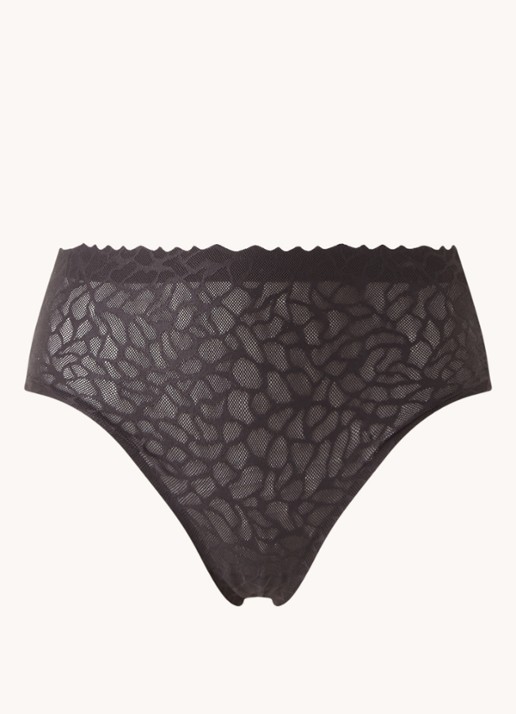 Sloggi Zero Feel Lace naadloze high waist slip van kant - voorkant 2 zwart