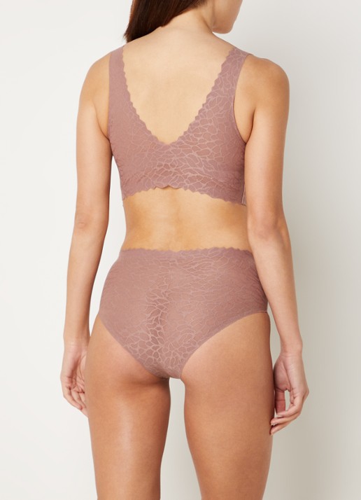 Sloggi Zero Feel Lace naadloze high waist slip van kant - achterkant 4 oudroze