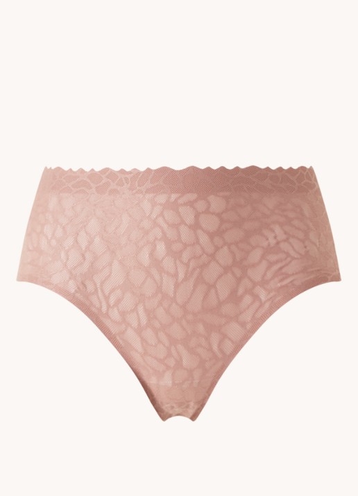 Sloggi Zero Feel Lace naadloze high waist slip van kant - voorkant 2 oudroze