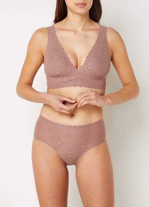 Sloggi Zero Feel Lace naadloze high waist slip van kant - voorkant 3 oudroze