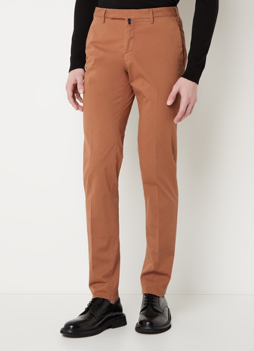 Slowear Royal Batavia slim fit chino met steekzakken - detail bruin