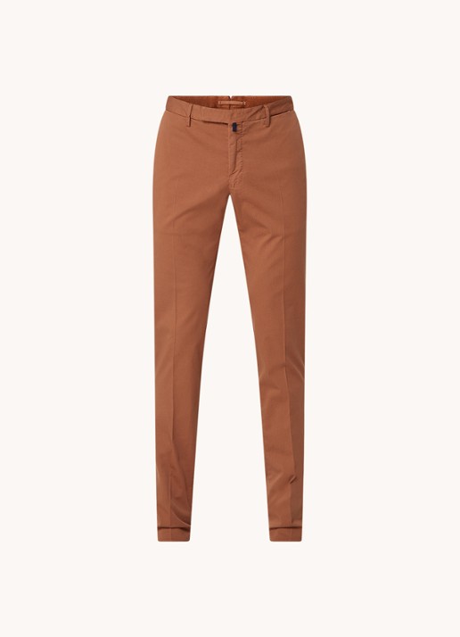Slowear Royal Batavia slim fit chino met steekzakken - voorkant 3 bruin
