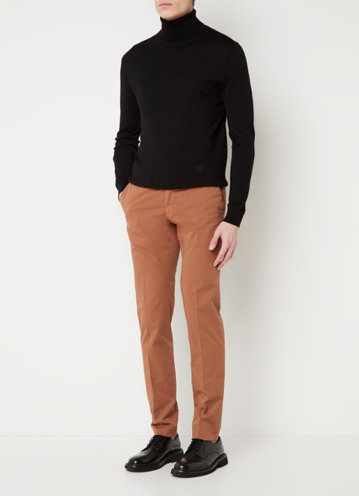 Slowear Royal Batavia slim fit chino met steekzakken - voorkant 4 bruin