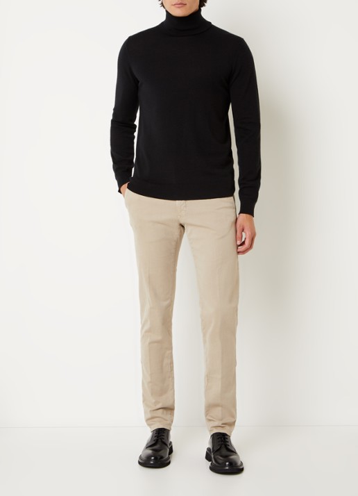 Slowear Slim fit chino met steekzakken - voorkant 3 donkerbeige