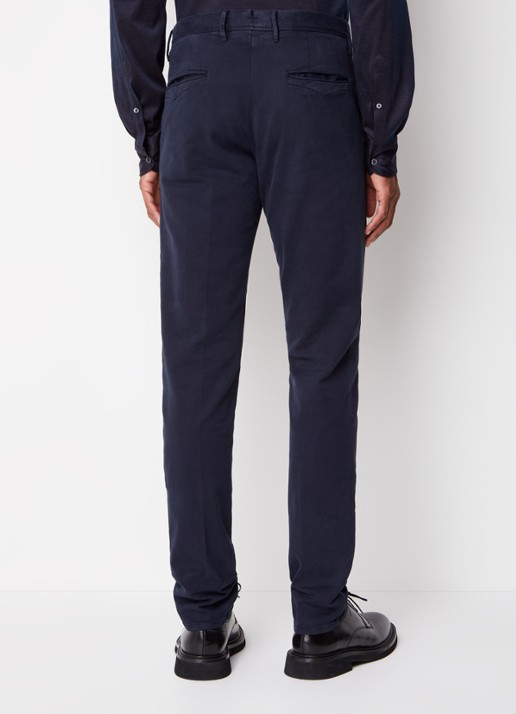 Slowear Slim fit chino met steekzakken - achterkant donkerblauw