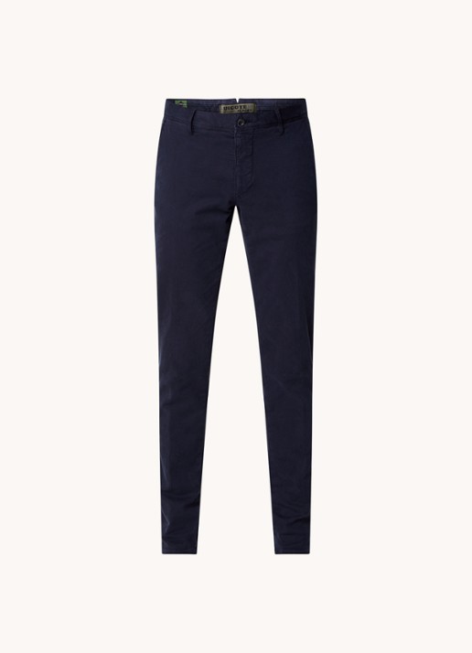 Slowear Slim fit chino met steekzakken - voorkant 2 donkerblauw
