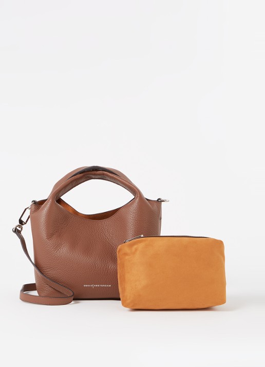 Smaak Daisy handtas van leer met uitneembaar etui - voorkant 2 hazelnootbruin
