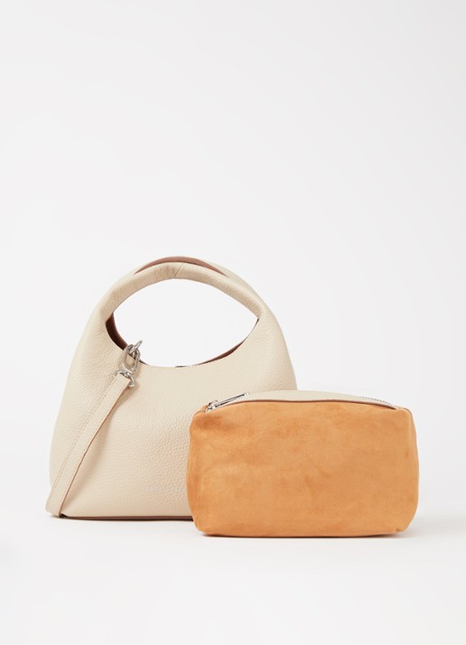 Smaak Daisy Mini Shopper handtas van leer met uitneembare etui - voorkant 4 ivoor