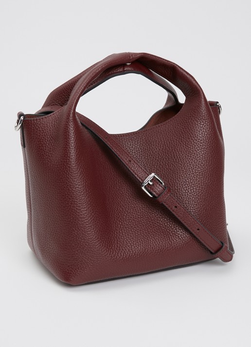 Smaak Daisy Mini Shopper handtas van leer met uitneembare etui - achterkant bordeauxrood