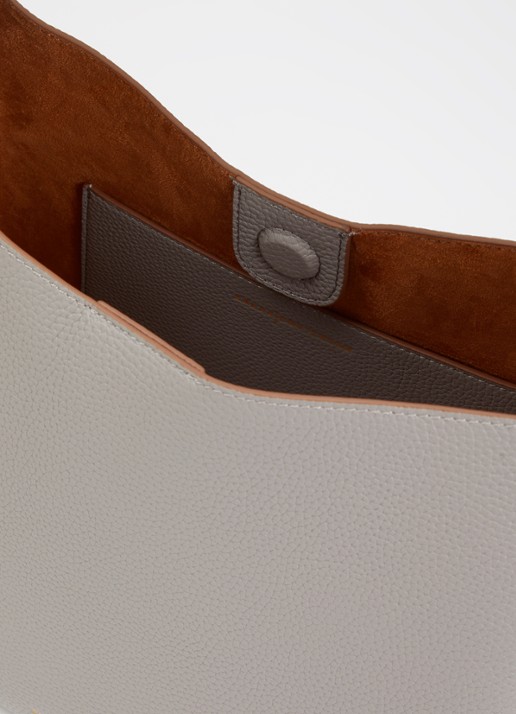 Smaak Elles schoudertas van leer met afneembare schouderriem - detail 3 taupe