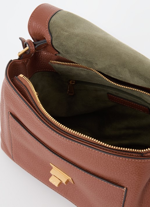Smaak Ida handtas van leer met afneembare schouderriem - detail 3 bruin