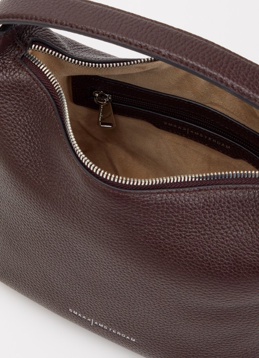 Smaak Tara handtas van leer met afneembare schouderriem - detail 3 chocoladebruin