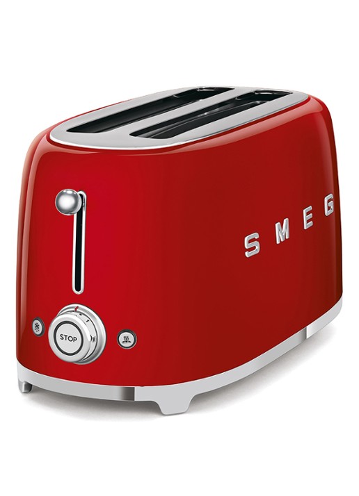 SMEG 50's Style broodrooster 2-slots extra lang TSF02RDEU  - voorkant 4 rood