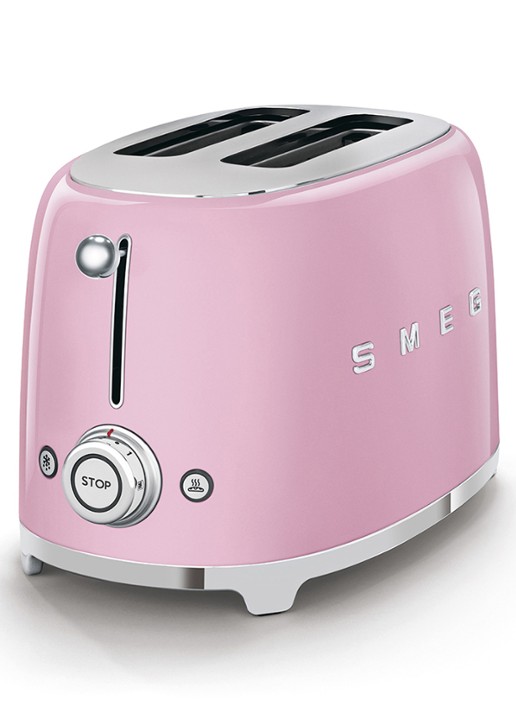 SMEG 50's Style broodrooster 2-slots TSF01PKEU - voorkant 3 roze